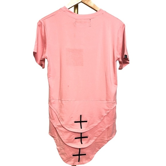 NWT Homme + Femme LA pink triple layer plus tee unisex short sleeve tee - Picture 1 of 17